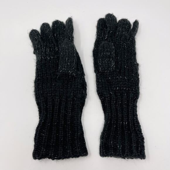 Charming Charlie Knit Sequin Gloves Black Womens Cozy Warm One Size Acrylic - Picture 2 of 8